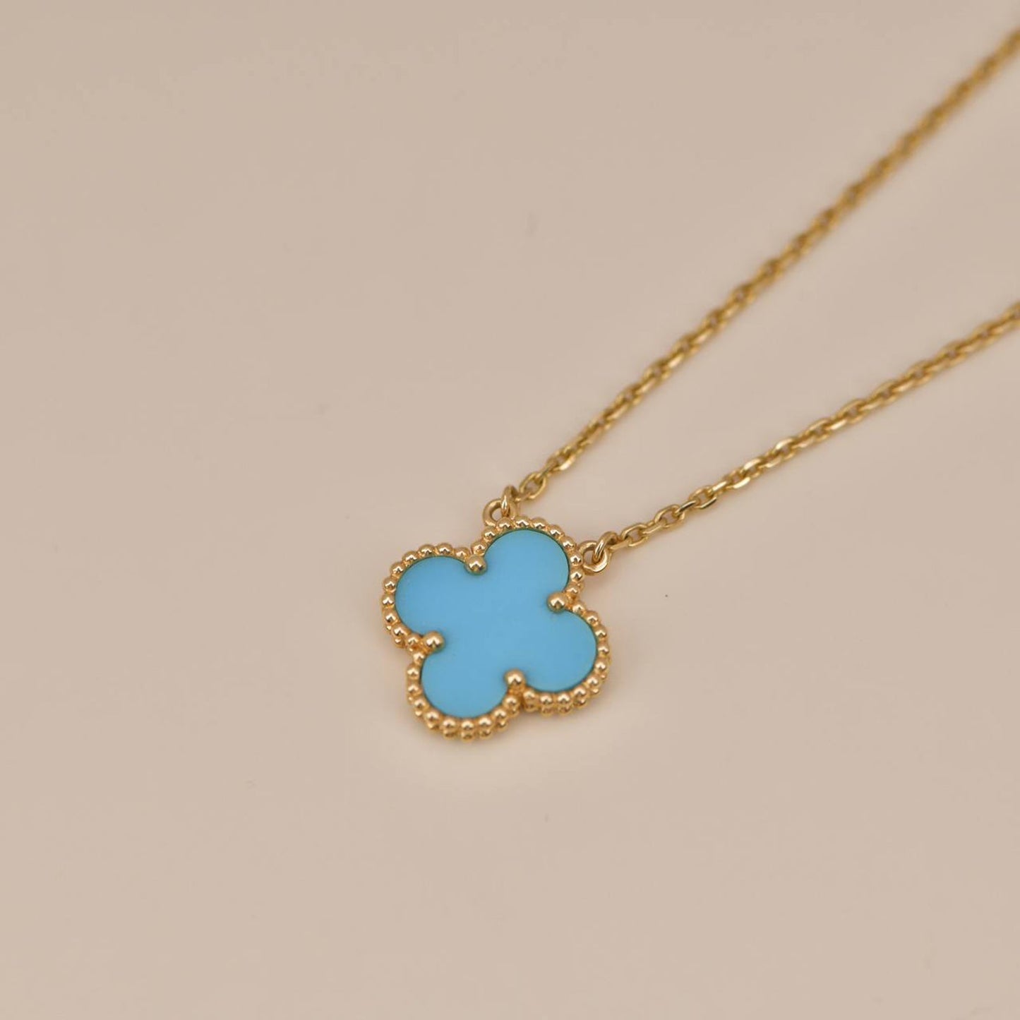 [LORA]CLOVER 15MM VINTAGE TURQUOISE NECKLACE
