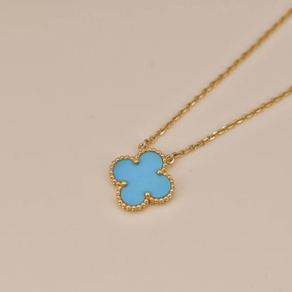 [LORA]CLOVER 15MM VINTAGE TURQUOISE NECKLACE