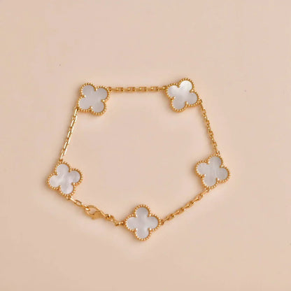 [Lora]CLOVER WHITE PEARL MOP 5 MOTIF BRACELET COLLECTION
