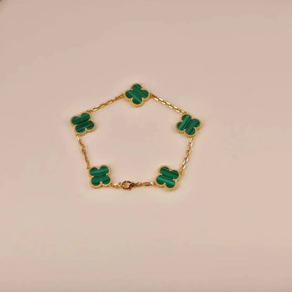 [LORA]CLOVER 5 MOTIFS MALACHITE BRACELET