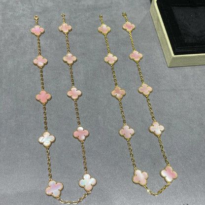 [LORA]CLOVER 10 MOTIFS PINK MOP NECKLACE