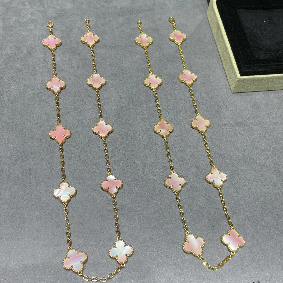 [Lora]CLOVER 10 MOTIFS PINK MOP NECKLACE