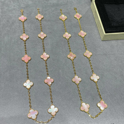 [Lora]CLOVER 10 MOTIFS PINK MOP NECKLACE