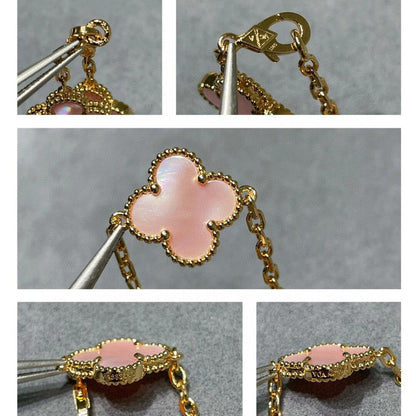 [LORA]CLOVER 10 MOTIFS PINK MOP NECKLACE