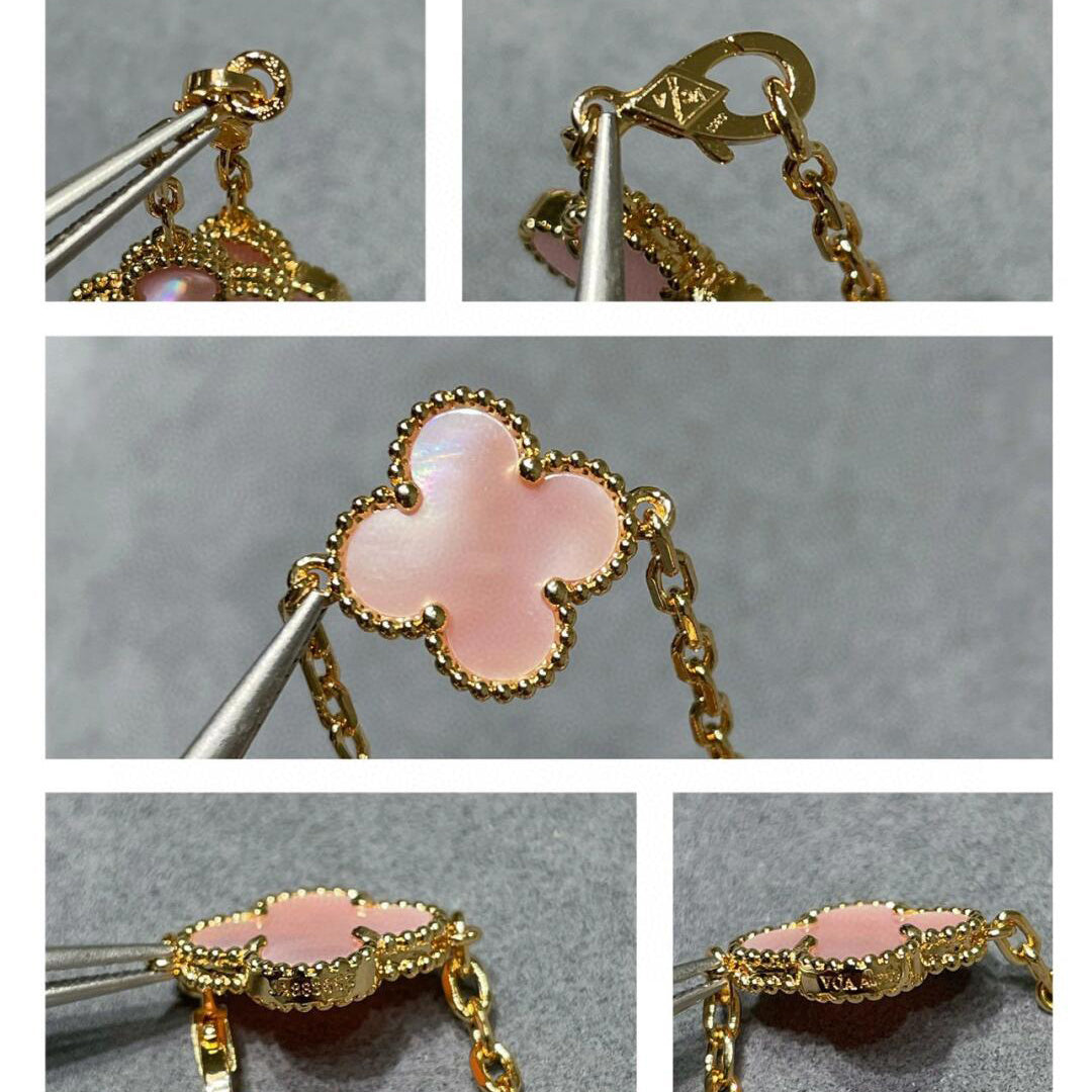 [Lora]CLOVER 10 MOTIFS PINK MOP NECKLACE