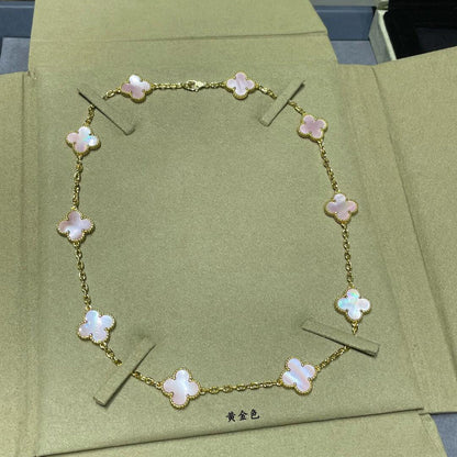 [LORA]CLOVER 10 MOTIFS PINK MOP NECKLACE