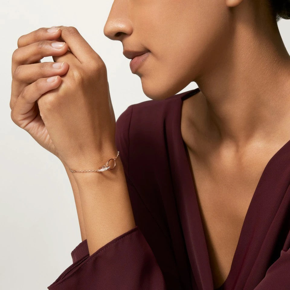 [LORA] LOVE DOUBLE RING HALF DIAMOND BRACELET