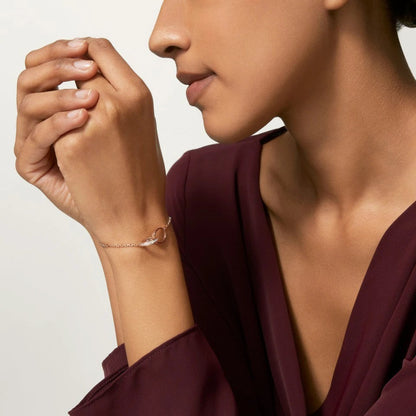 [LORA] LOVE DOUBLE RING HALF DIAMOND BRACELET