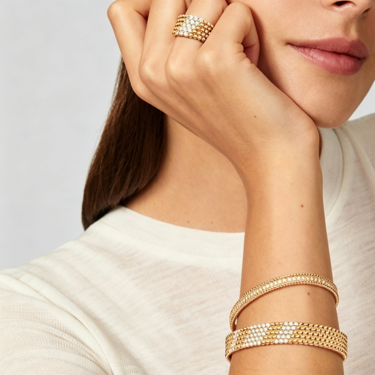 [LORA]  FIVE-ROW DIAMOND BRACELET