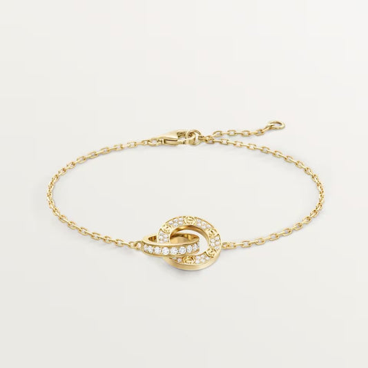 [Lora] LOVE DOUBLE RING FULL DIAMOND BRACELET