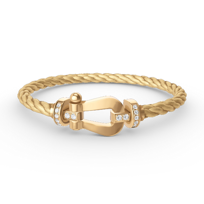 [LORA]FORCE LARGE HORSESHOE HALF DIAMOND BRACELET GOLD