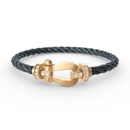 [LORA]FORCE LARGE HORSESHOE HALF DIAMOND BRACELET GOLD