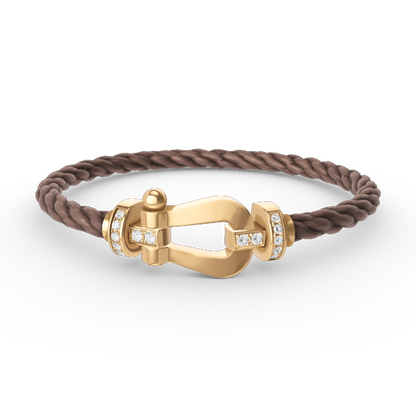 [LORA]FORCE LARGE HORSESHOE HALF DIAMOND BRACELET GOLD