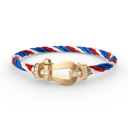 [LORA]FORCE LARGE HORSESHOE HALF DIAMOND BRACELET GOLD