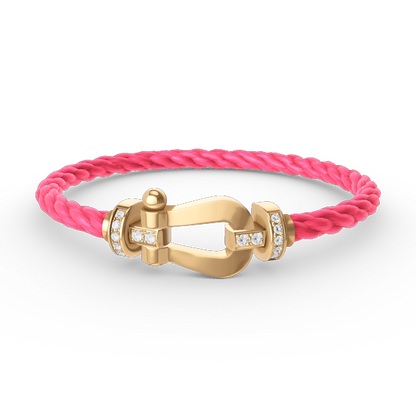[LORA]FORCE LARGE HORSESHOE HALF DIAMOND BRACELET GOLD