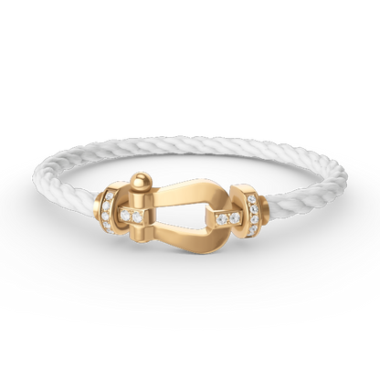 [LORA]FORCE LARGE HORSESHOE HALF DIAMOND BRACELET GOLD