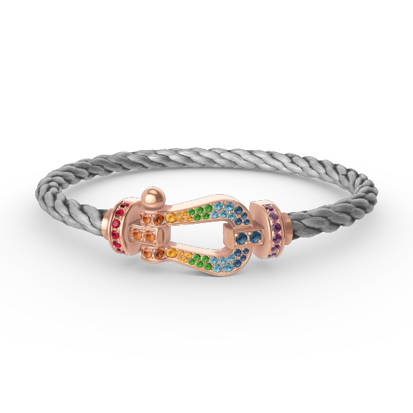 [LORA]FORCE LARGE HORSESHOE  COLORED DIAMOND BRACELET ROSE GOLD