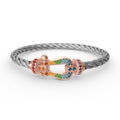 [LORA]FORCE LARGE HORSESHOE  COLORED DIAMOND BRACELET ROSE GOLD