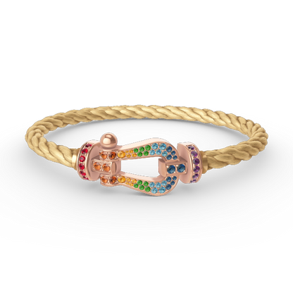 [LORA]FORCE LARGE HORSESHOE  COLORED DIAMOND BRACELET ROSE GOLD