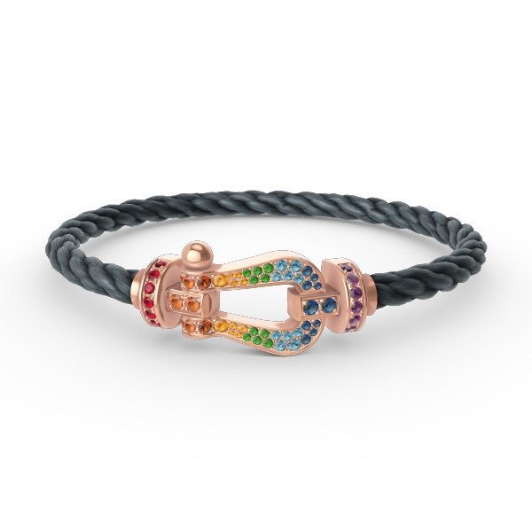 [LORA]FORCE LARGE HORSESHOE  COLORED DIAMOND BRACELET ROSE GOLD