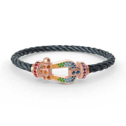 [LORA]FORCE LARGE HORSESHOE  COLORED DIAMOND BRACELET ROSE GOLD
