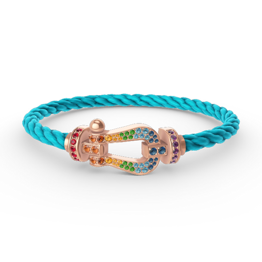 [LORA]FORCE LARGE HORSESHOE  COLORED DIAMOND BRACELET ROSE GOLD