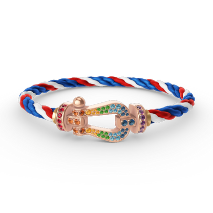 [LORA]FORCE LARGE HORSESHOE  COLORED DIAMOND BRACELET ROSE GOLD