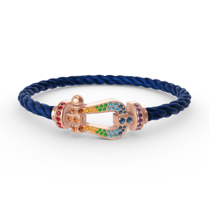 [LORA]FORCE LARGE HORSESHOE  COLORED DIAMOND BRACELET ROSE GOLD