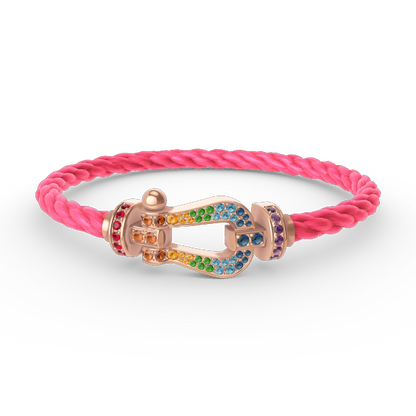 [LORA]FORCE LARGE HORSESHOE  COLORED DIAMOND BRACELET ROSE GOLD