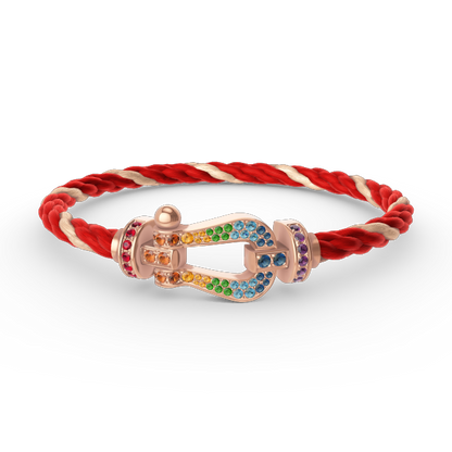 [LORA]FORCE LARGE HORSESHOE  COLORED DIAMOND BRACELET ROSE GOLD