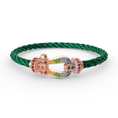 [LORA]FORCE LARGE HORSESHOE  COLORED DIAMOND BRACELET ROSE GOLD