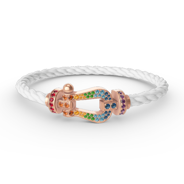 [LORA]FORCE LARGE HORSESHOE  COLORED DIAMOND BRACELET ROSE GOLD