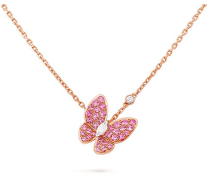 [Lora]BUTTERFLY RED DIAMOND ROSE GOLD NECKLACE