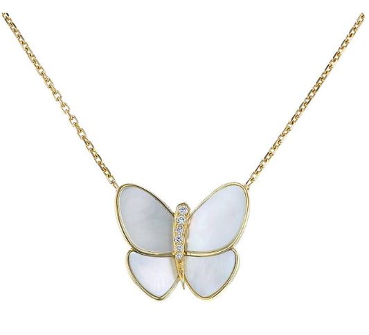 [LORA]BUTTERFLY GOLD MOP DIAMOND NECKLACE