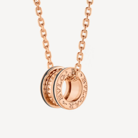 [LORA]ZERO 1 ROCK PEDANT PINK GOLD BLACK NECKLACE