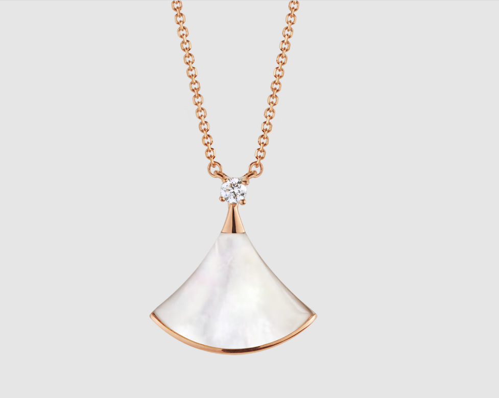 [LORA]DREAM NECKLACE WHITE MOP PINK GOLD 1 DIAMOND
