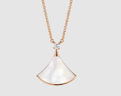 [LORA]DREAM NECKLACE WHITE MOP PINK GOLD 1 DIAMOND