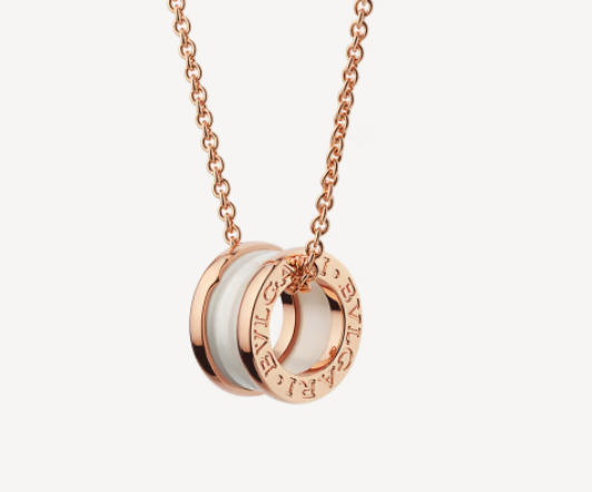 [LORA]ZERO 1 WHITE CERAMIC PINK GOLD NECKLACE