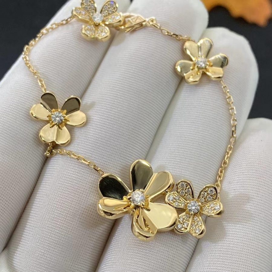 [Lora]FRIVOLE GOLD 5 FLOWERS BRACELET