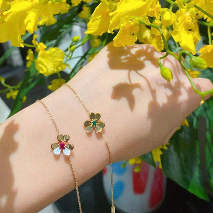 [LORA]FRIVOLE GOLD FLOWER PINK MALACHITE BRACELET