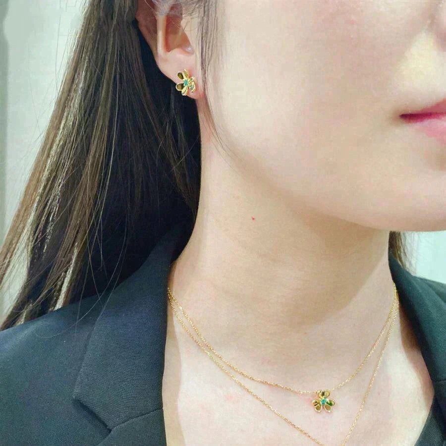 [LORA]FRIVOLE  FLOWER MALACHITE EARRINGS