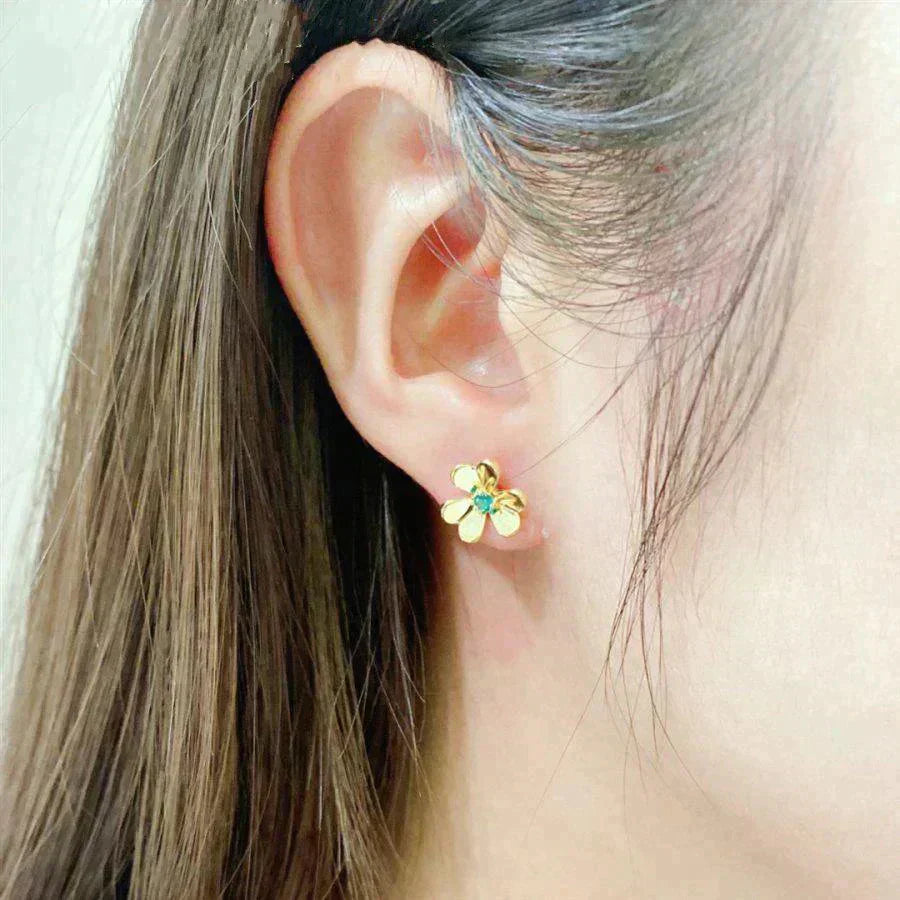 [LORA]FRIVOLE  FLOWER MALACHITE EARRINGS