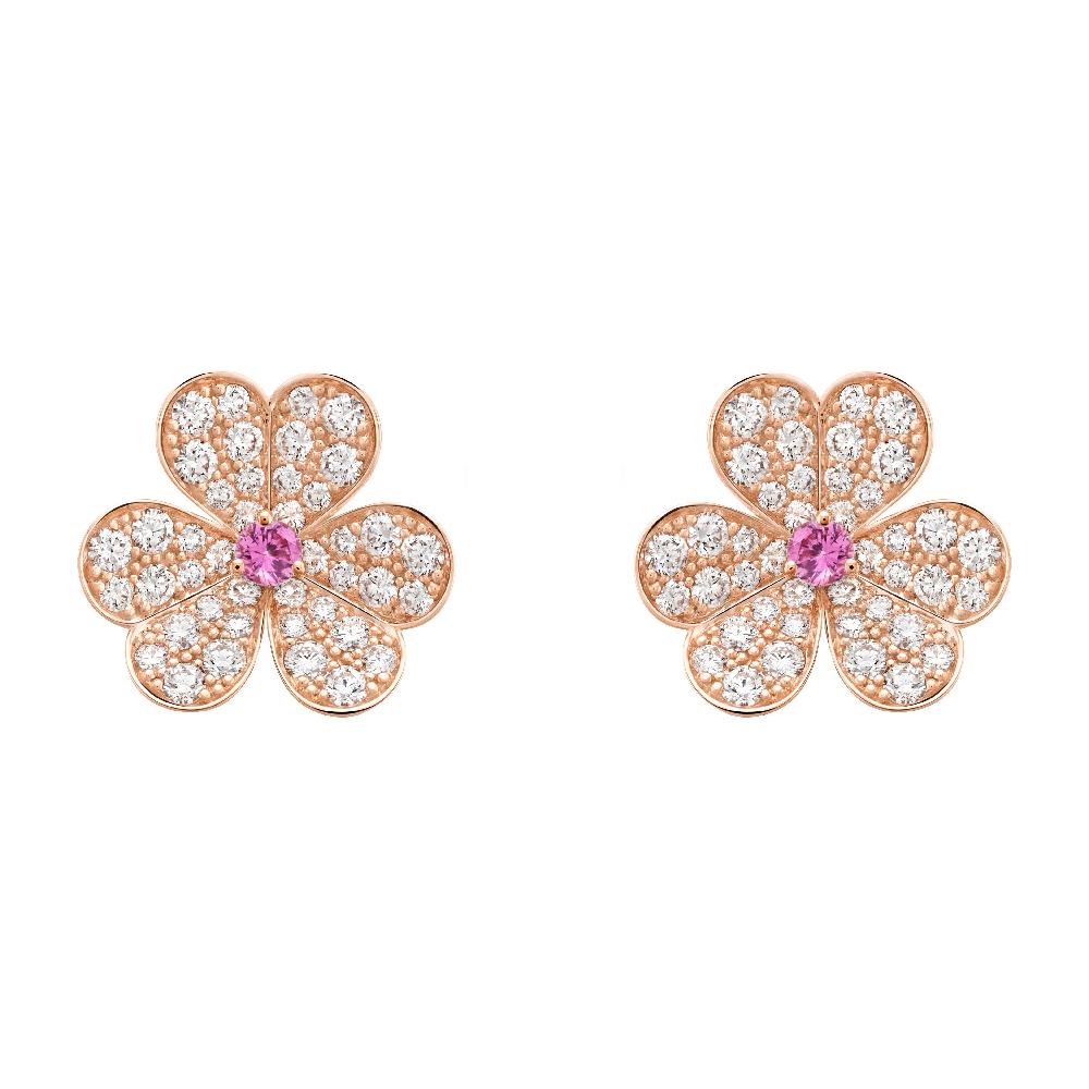 [Lora]FRIVOLE PINK GOLD FLOWER DIAMOND EARRINGS