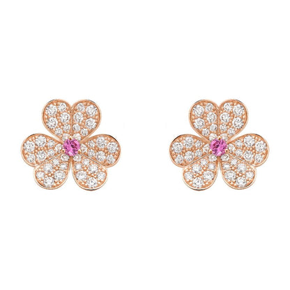 [Lora]FRIVOLE PINK GOLD FLOWER DIAMOND EARRINGS
