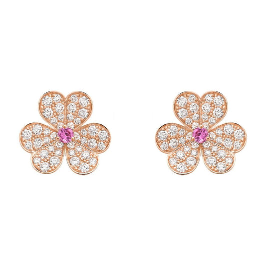 [Lora]FRIVOLE PINK GOLD FLOWER DIAMOND EARRINGS