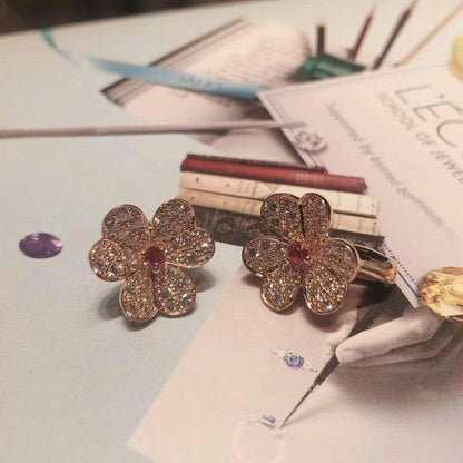 [LORA]FRIVOLE PINK GOLD FLOWER DIAMOND EARRINGS