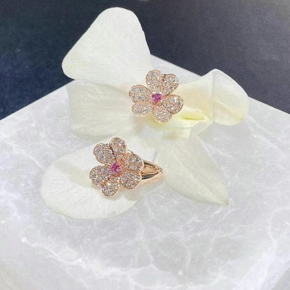 [Lora]FRIVOLE PINK GOLD FLOWER DIAMOND EARRINGS