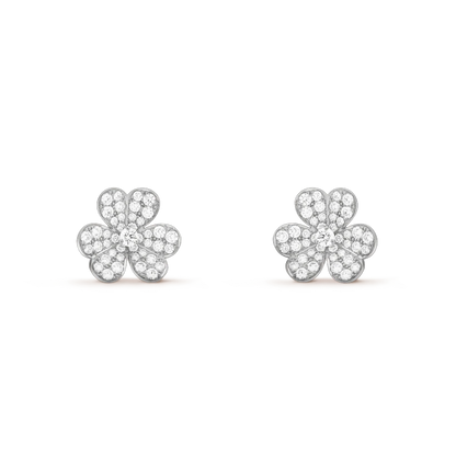 [LORA]FRIVOLE SILVER FLOWER DIAMOND EARRINGS