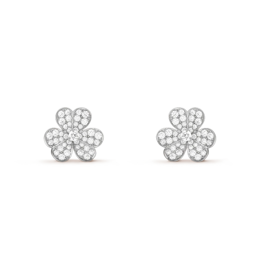 [LORA]FRIVOLE SILVER FLOWER DIAMOND EARRINGS