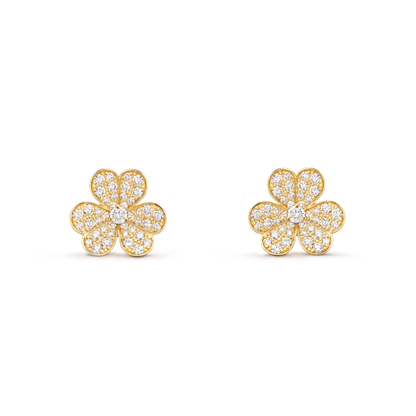 [Lora]FRIVOLE GOLD FLOWER DIAMOND EARRINGS